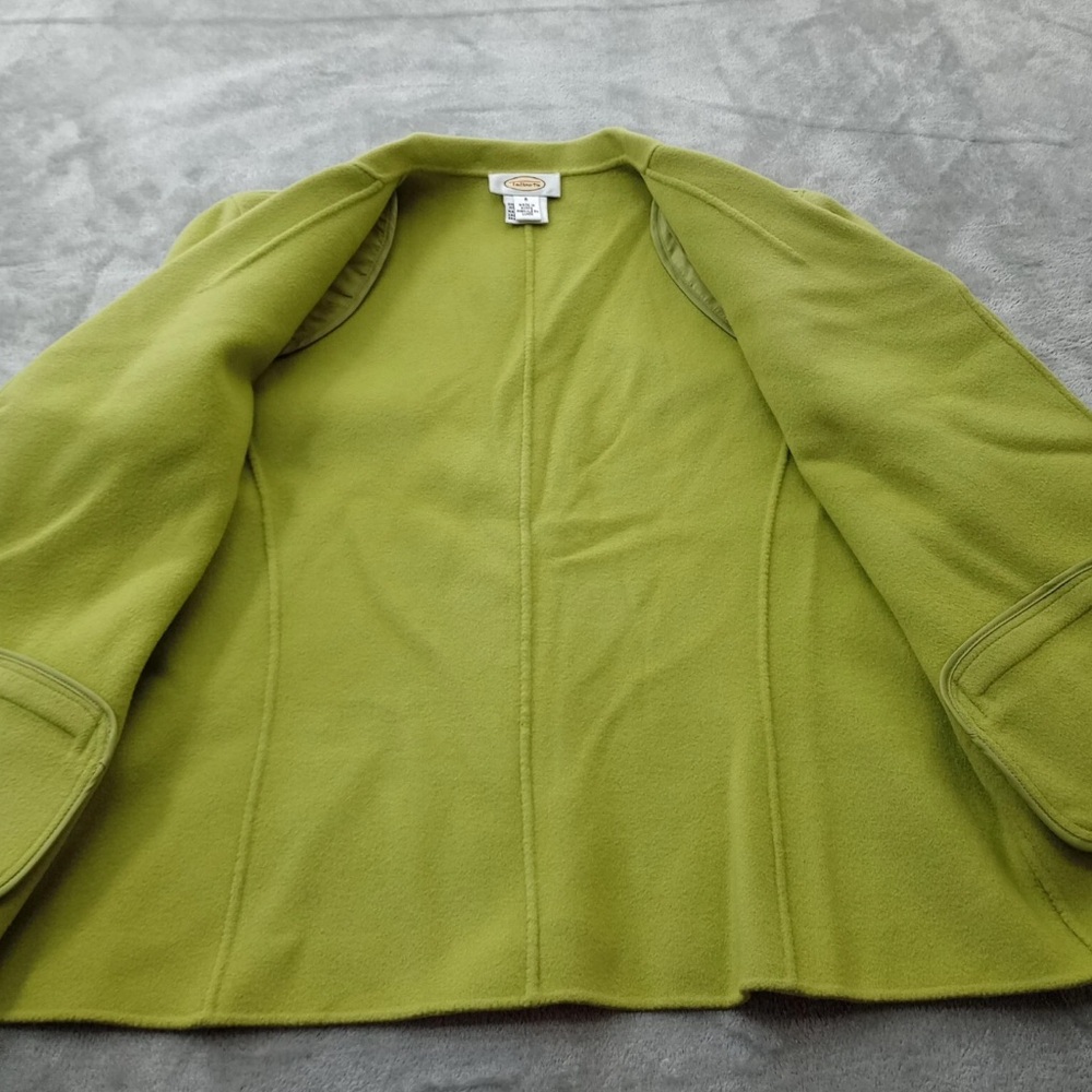 Talbots 100% Wool Open Front Blazer Jacket Sz 10 Avacado Green VTG Made In Korea - Picture 9 of 9